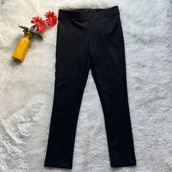 Andrew Marc Black Straight Leg Dress Pants Faux Suede Stretch Size Medium - Picture 1 of 6